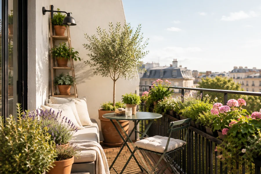 Balkon winterfest machen: Möbel, Pflanzen & Boden schützen