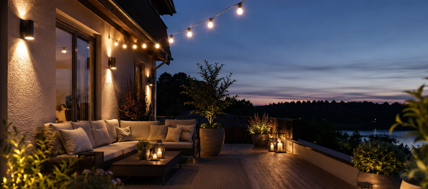 Pflegeleichter Garten mit ruhiger Terrasse und geordneter Bepflanzung
