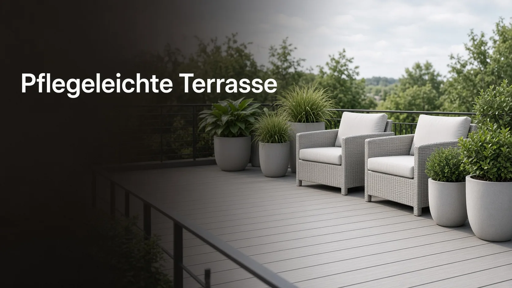 Aufgeräumte pflegeleichte Terrasse mit WPC-Dielen
