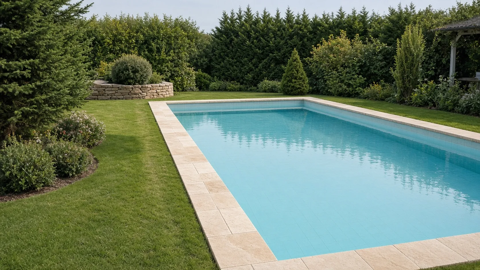 Gartenpool von schräg oben für die Fotoanalyse
