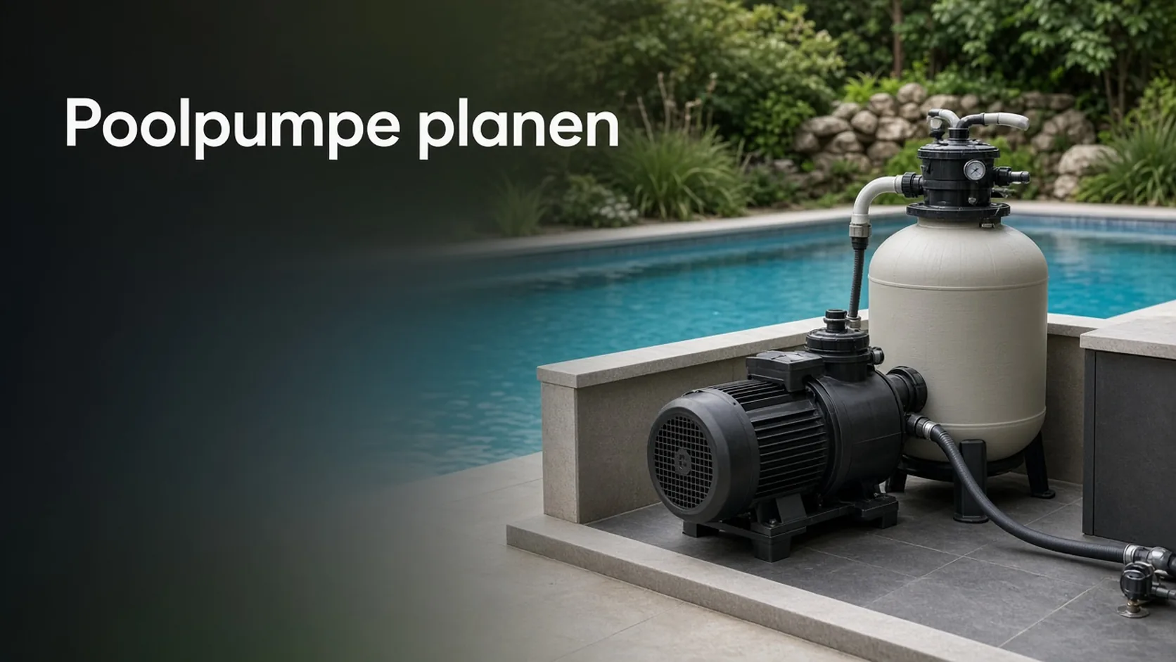 Poolpumpe und Filteranlage neben dem Gartenpool