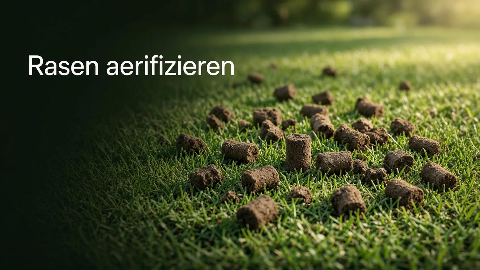 Aerifizierte Rasenfläche mit Erdkernen