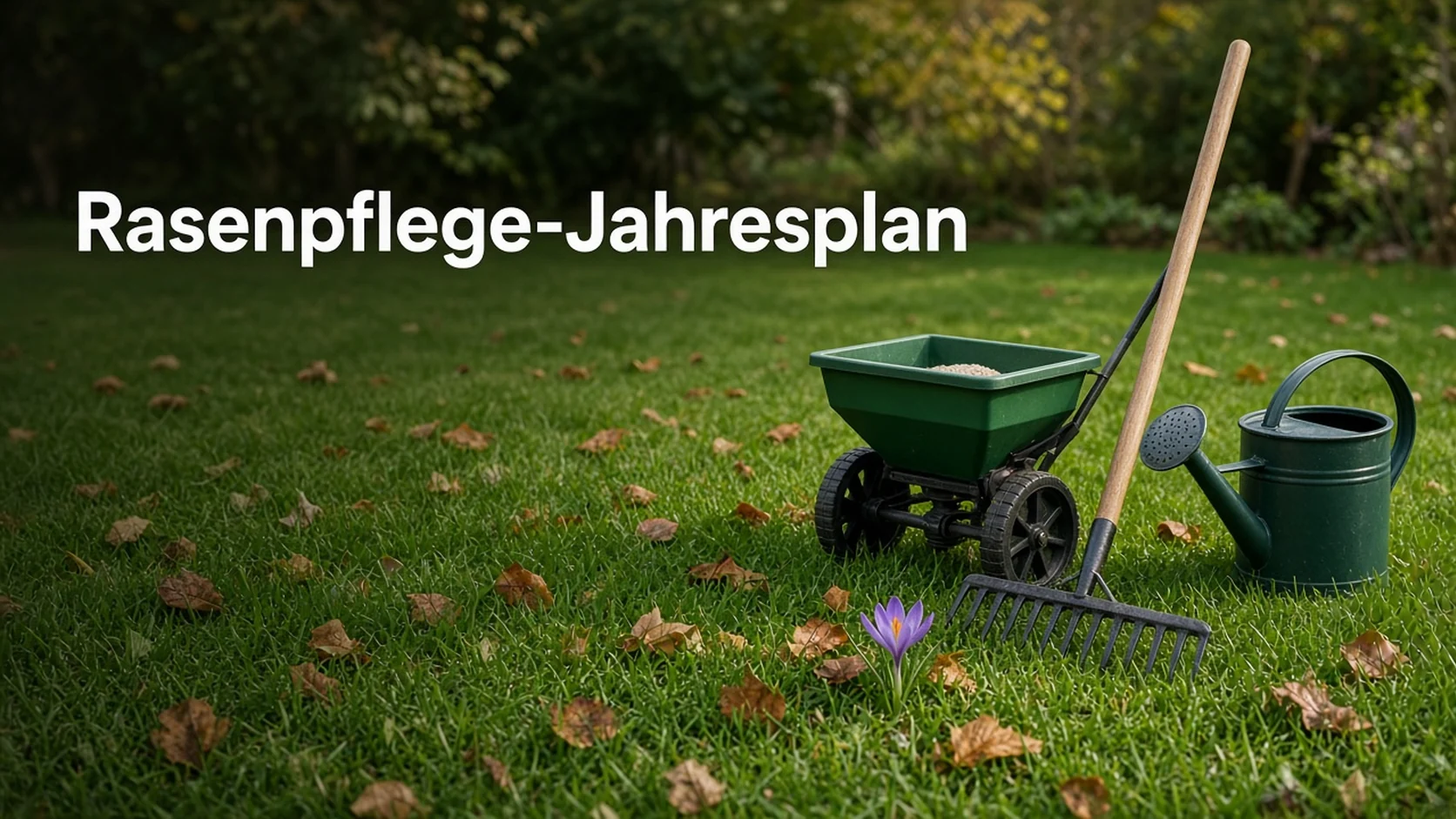 Rasenpflege-Geräte für den Jahresplan auf dem Rasen