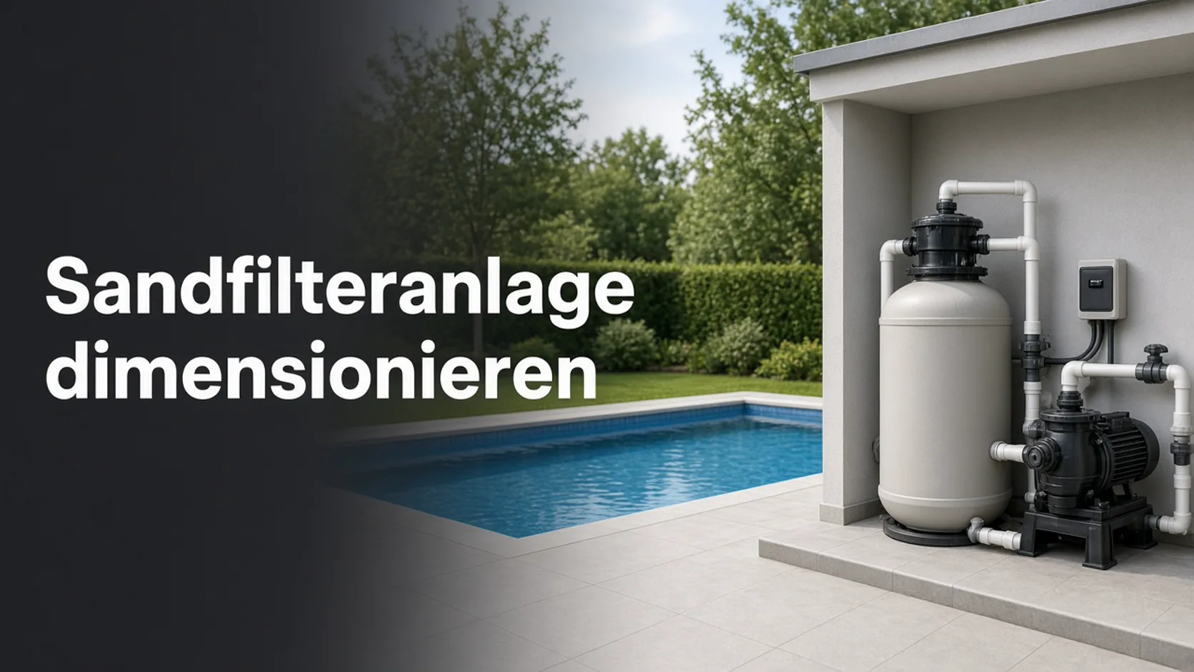 Sandfilteranlage neben einem Gartenpool