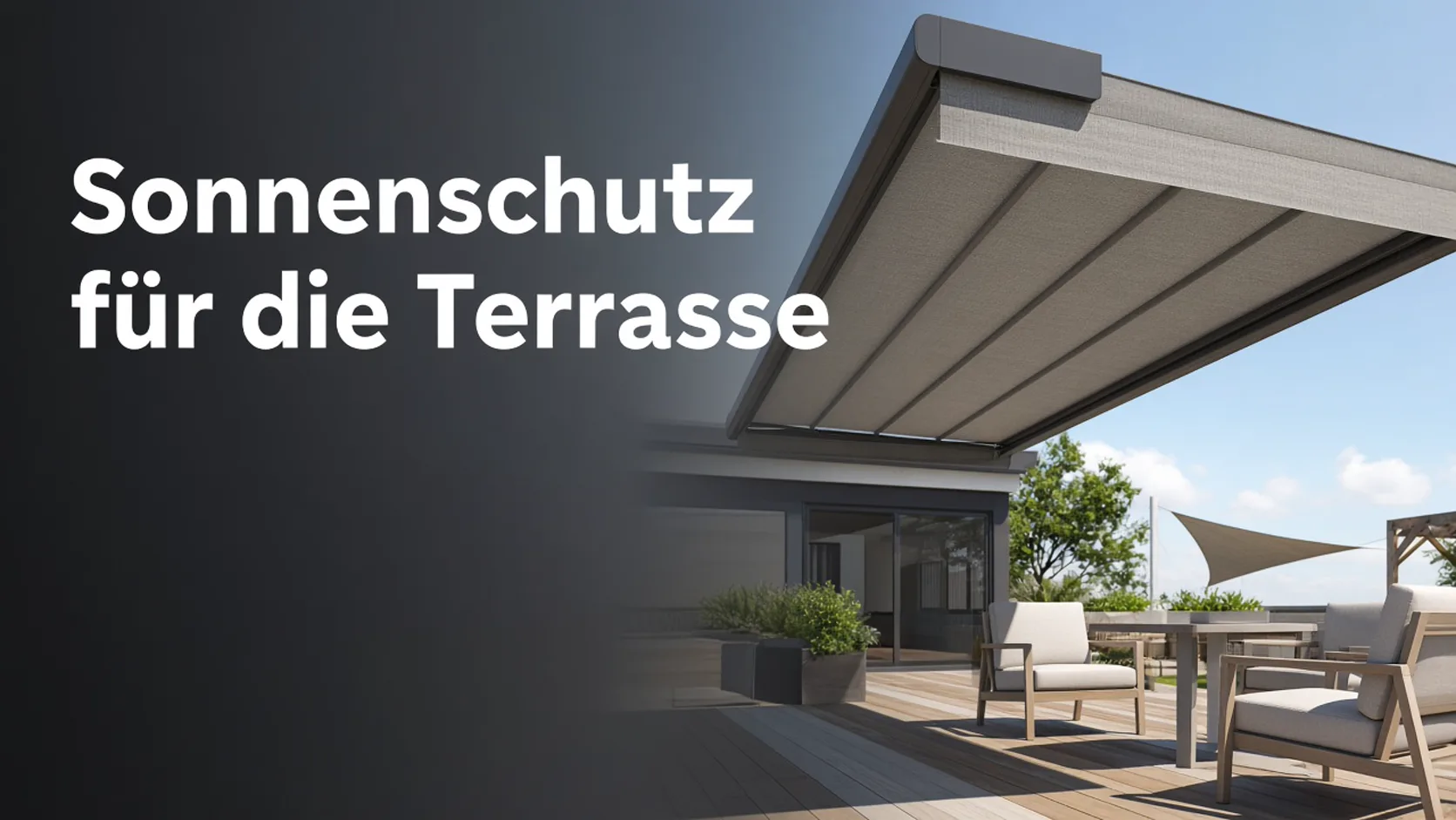 Ausgefahrene Markise über einer Sonnenterrasse