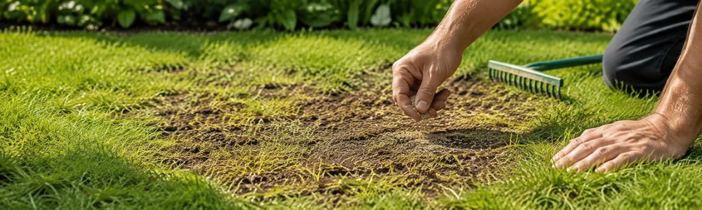 Kahle Stellen im Rasen reparieren