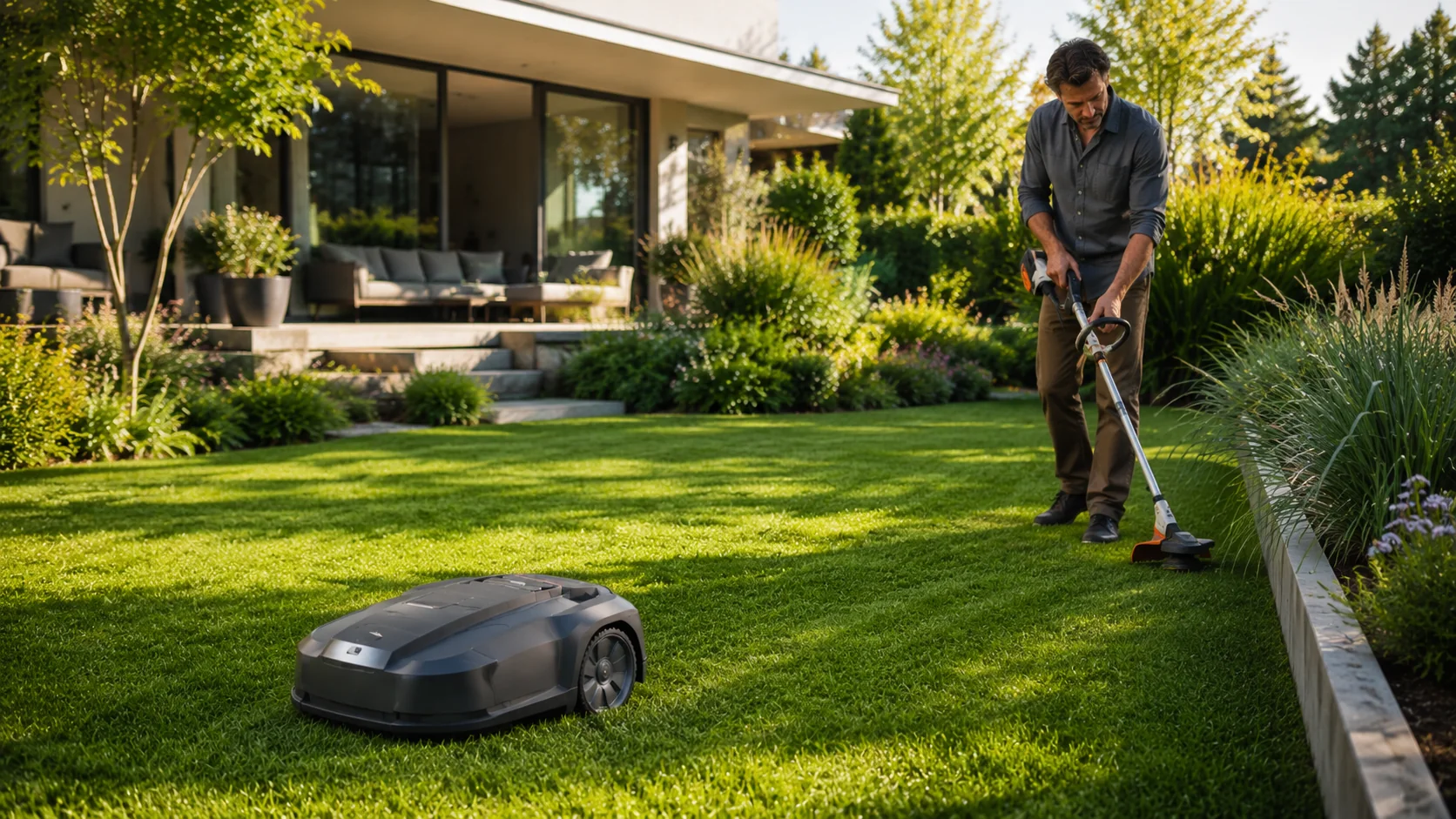 Rasenmäher oder Mähroboter